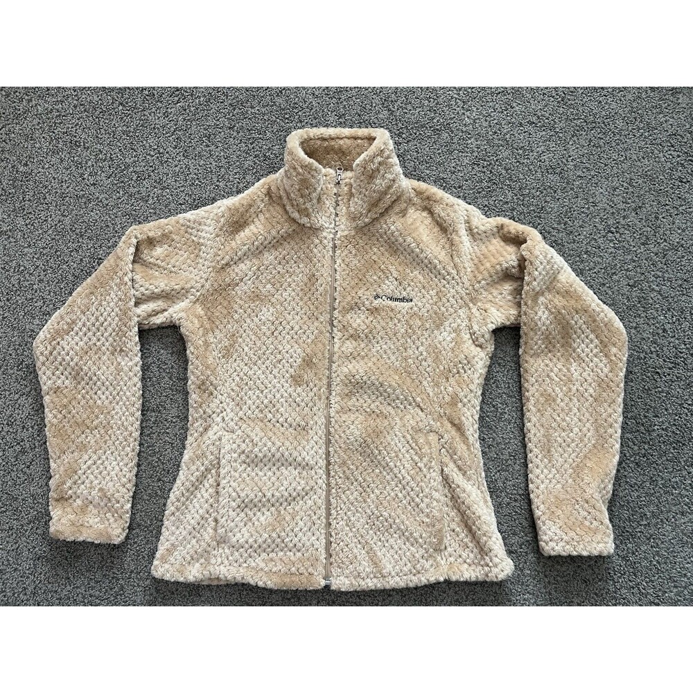 Columbia Womens Cozy Brown Tan Teddy Fireside Sherpa Fleece Full Zip Jacket M